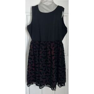 Hot Topic Plaid Bat Mesh Overlay Skater Dress (2X)